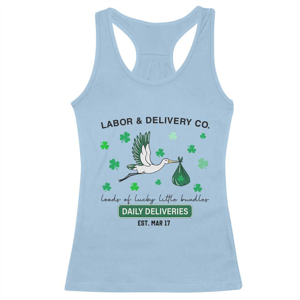 St Patrick's Day Lucky L&D Nurse Racerback Tank Top Labor And Delivery Shamrock
