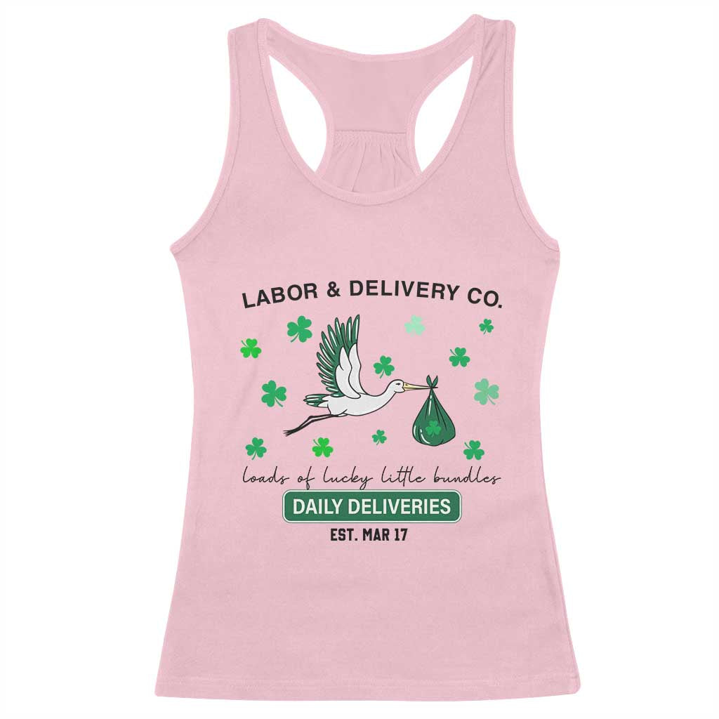 St Patrick's Day Lucky L&D Nurse Racerback Tank Top Labor And Delivery Shamrock