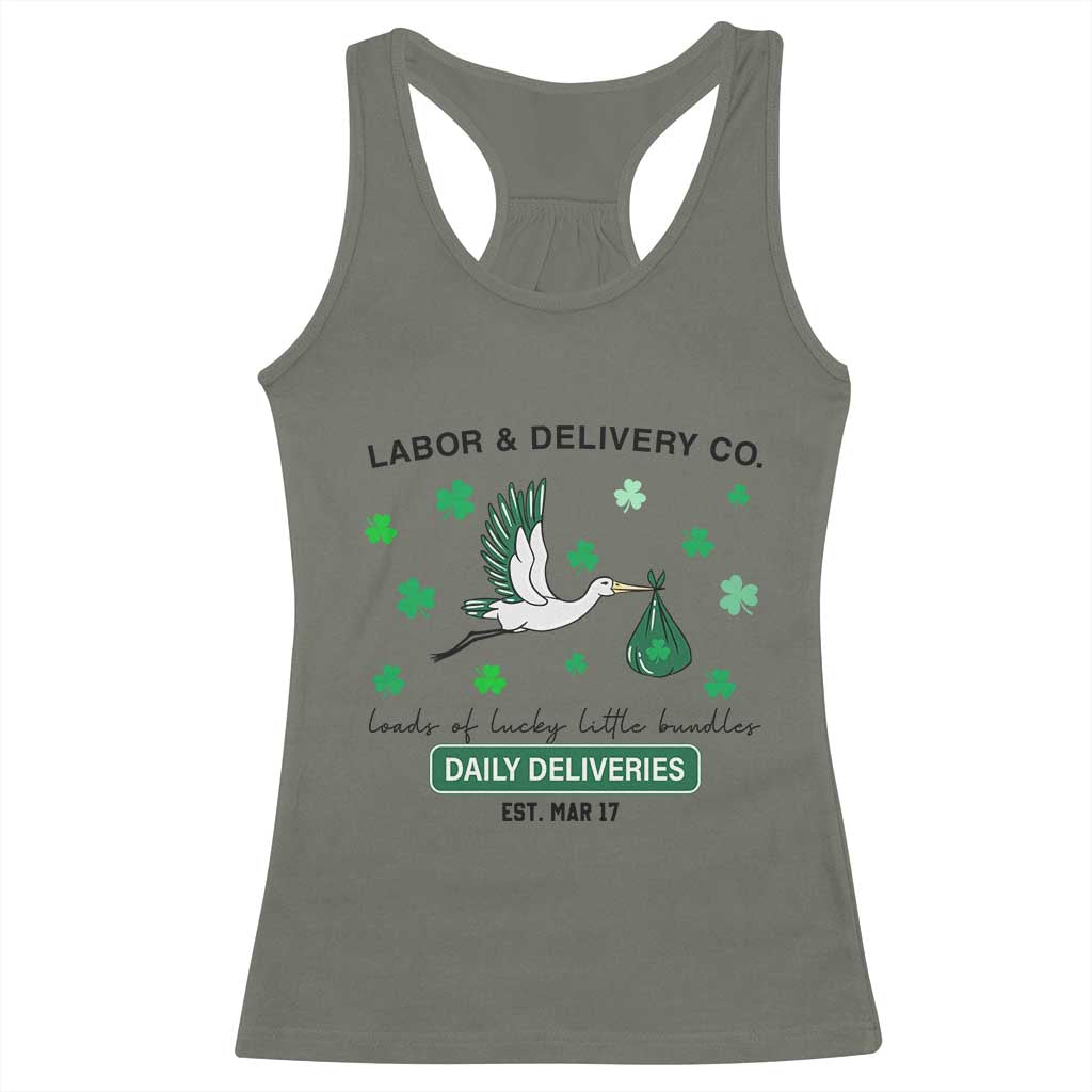 St Patrick's Day Lucky L&D Nurse Racerback Tank Top Labor And Delivery Shamrock