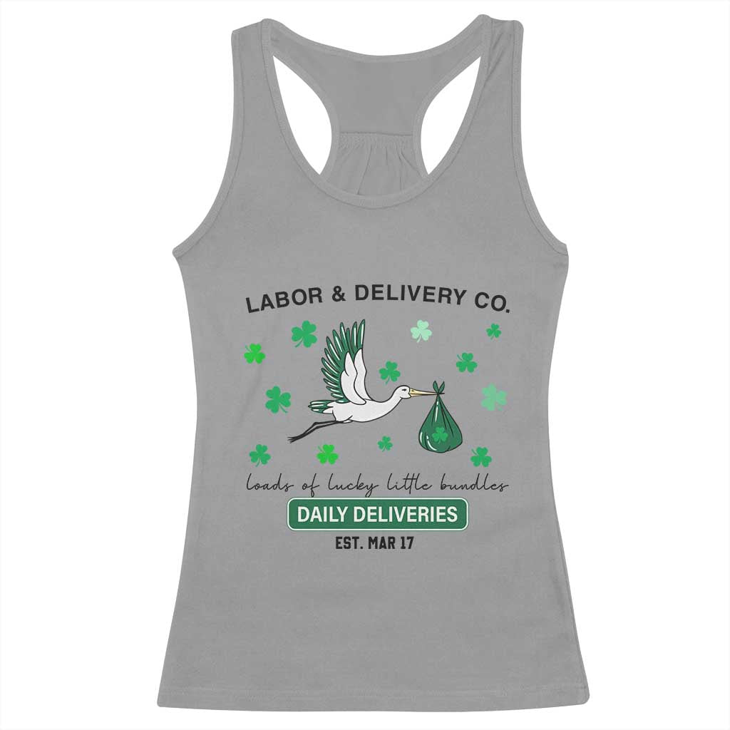 St Patrick's Day Lucky L&D Nurse Racerback Tank Top Labor And Delivery Shamrock