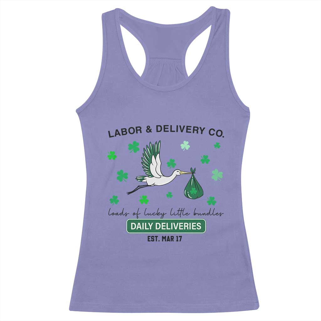 St Patrick's Day Lucky L&D Nurse Racerback Tank Top Labor And Delivery Shamrock
