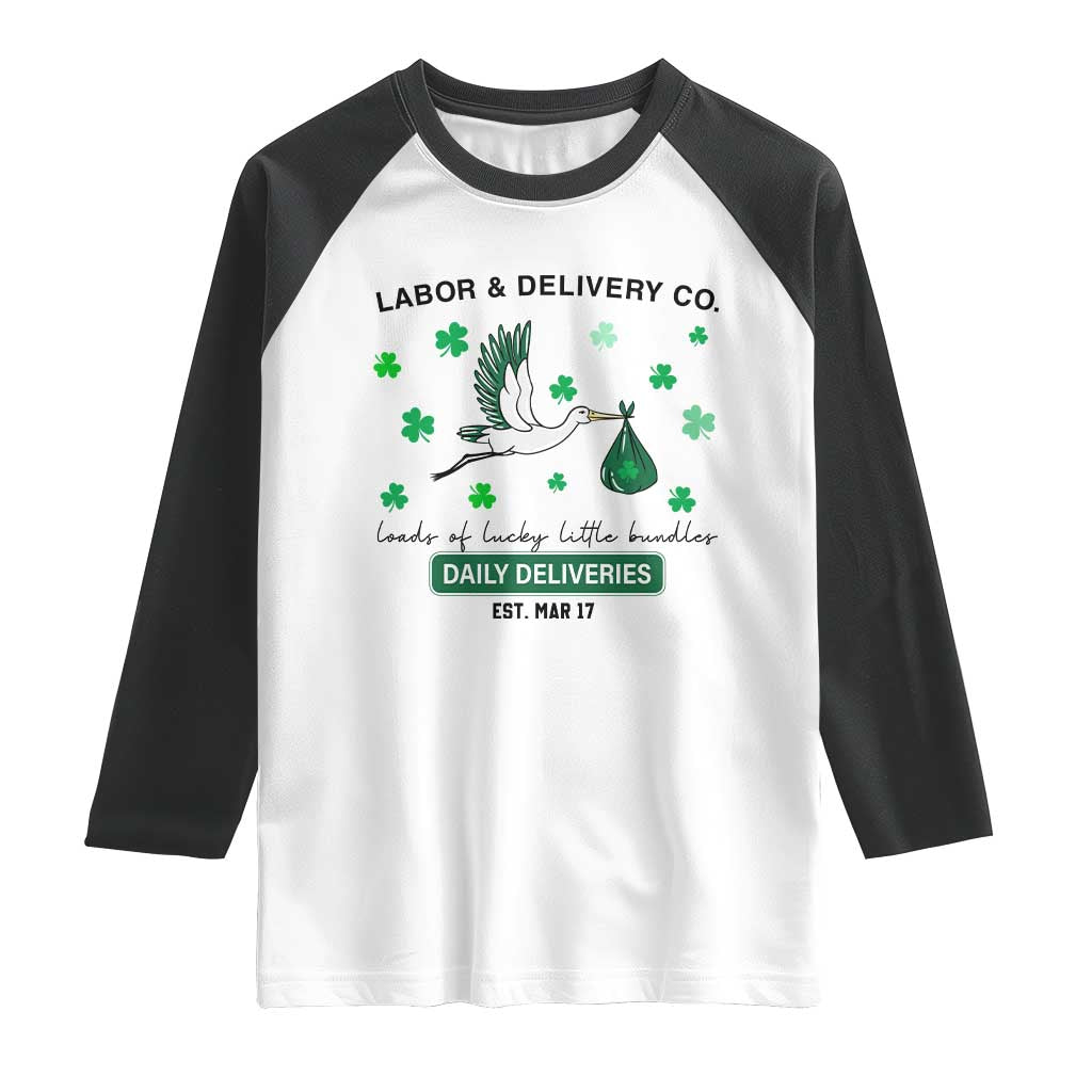 St Patrick's Day Lucky L&D Nurse Raglan Shirt Labor And Delivery Shamrock