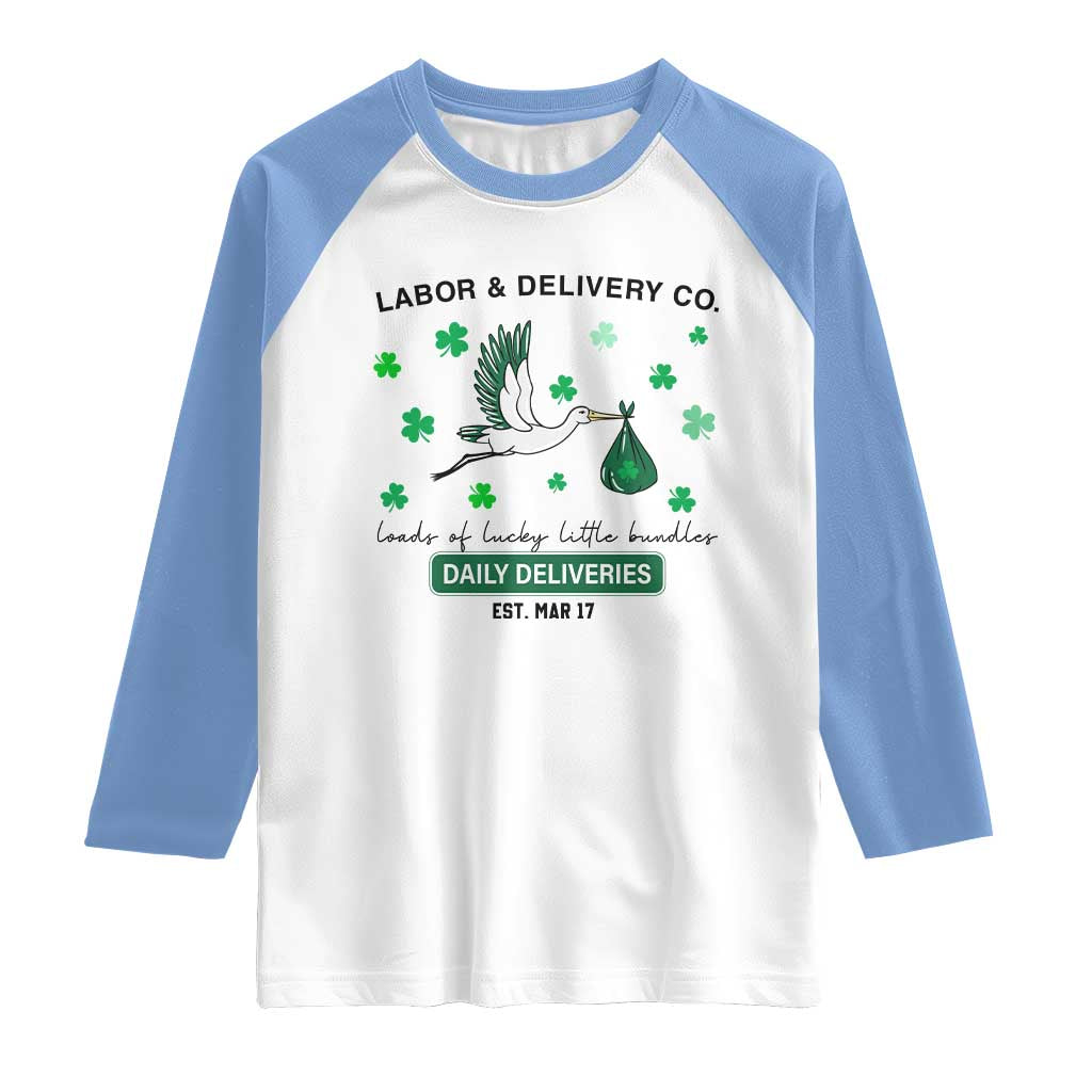 St Patrick's Day Lucky L&D Nurse Raglan Shirt Labor And Delivery Shamrock