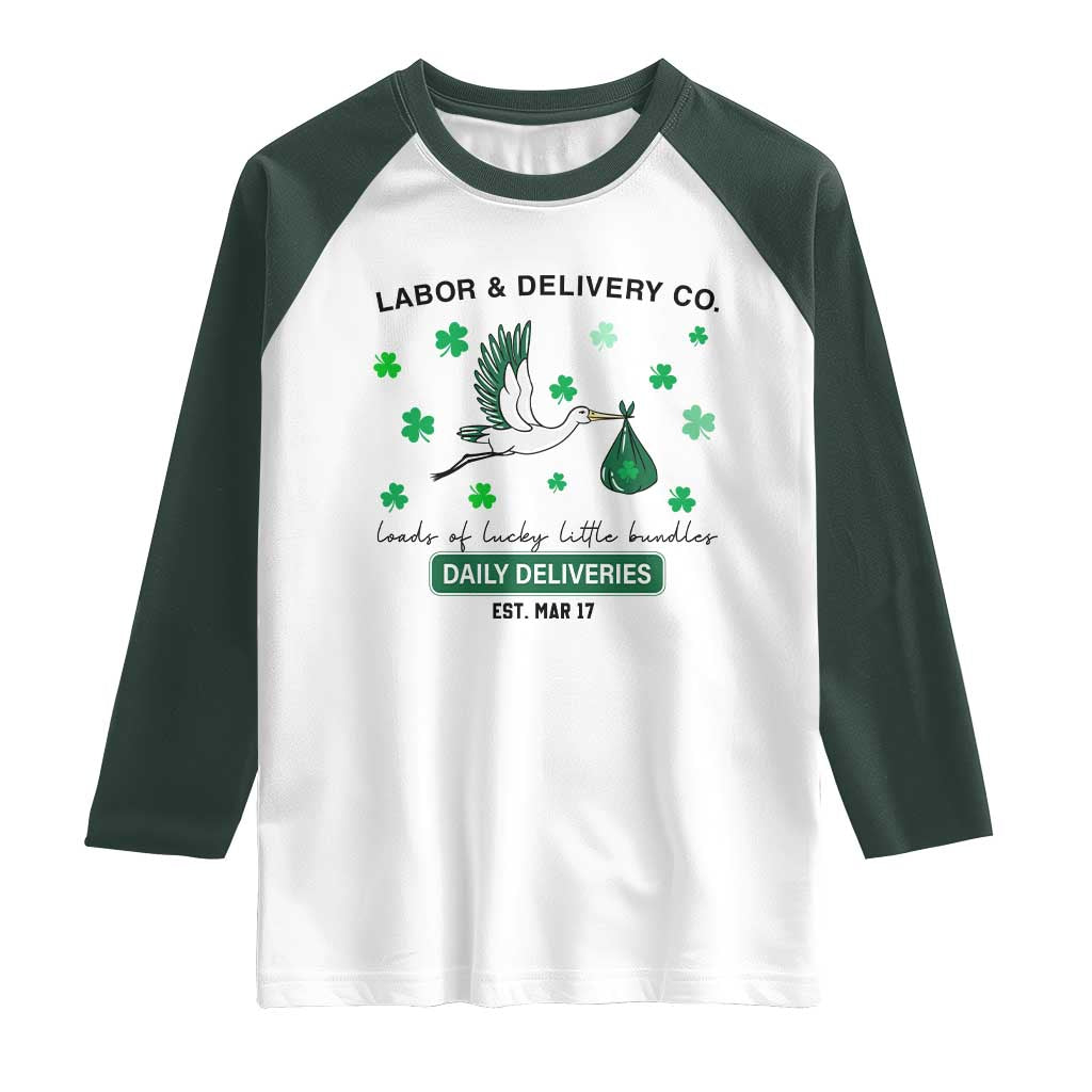St Patrick's Day Lucky L&D Nurse Raglan Shirt Labor And Delivery Shamrock