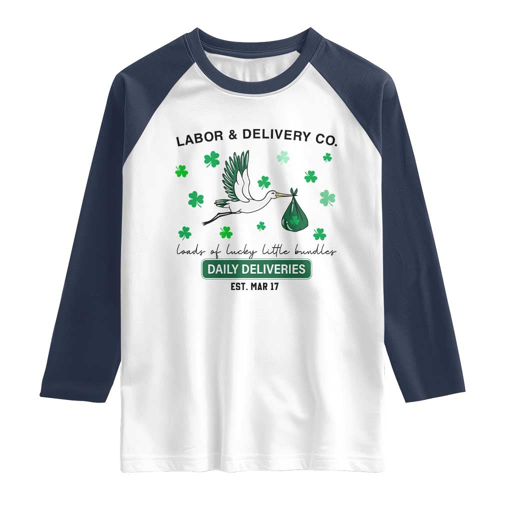 St Patrick's Day Lucky L&D Nurse Raglan Shirt Labor And Delivery Shamrock
