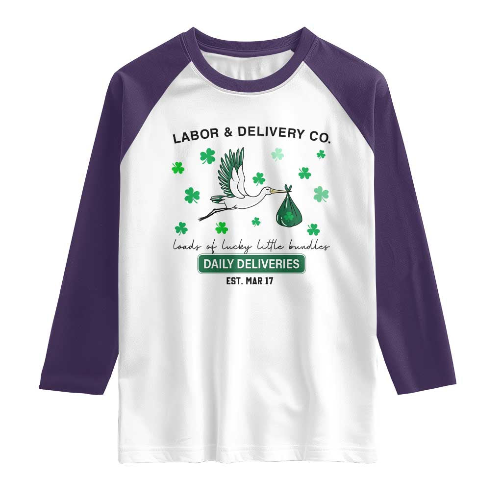 St Patrick's Day Lucky L&D Nurse Raglan Shirt Labor And Delivery Shamrock