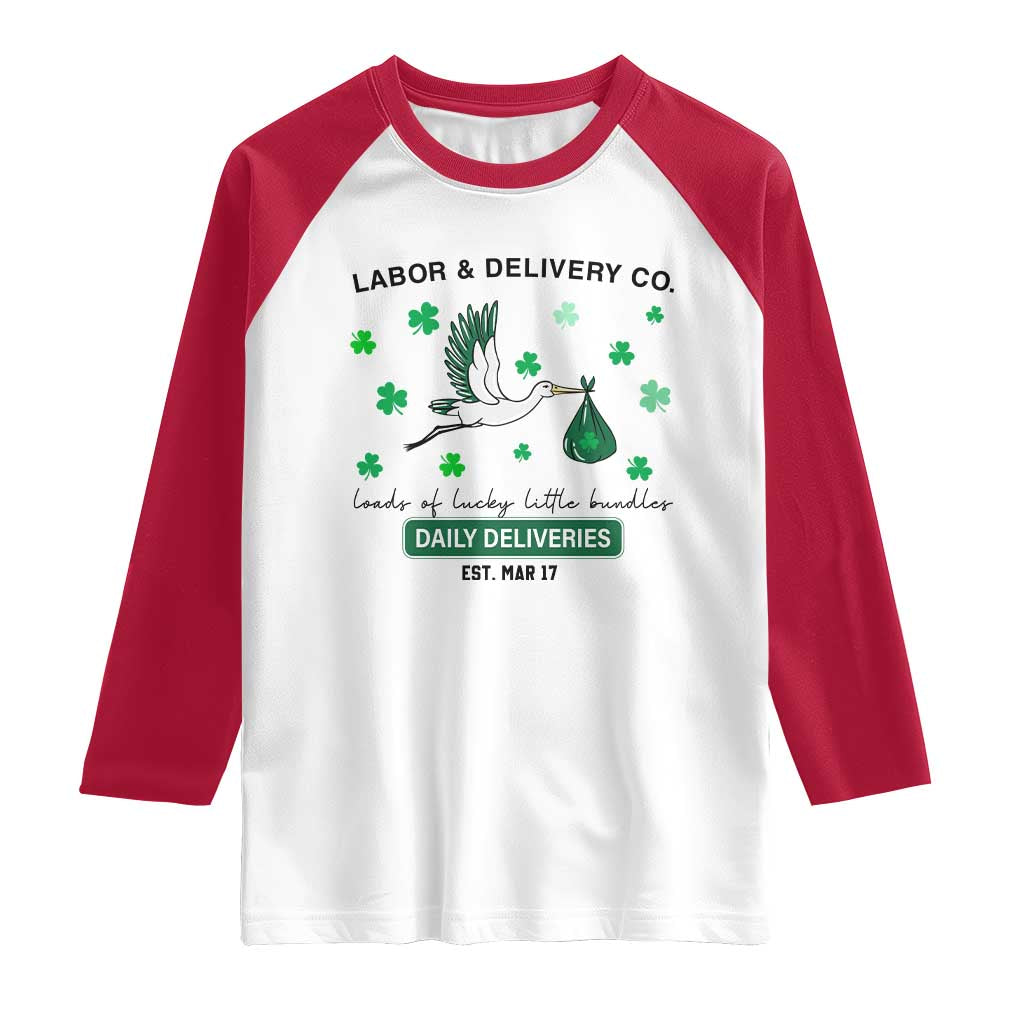 St Patrick's Day Lucky L&D Nurse Raglan Shirt Labor And Delivery Shamrock
