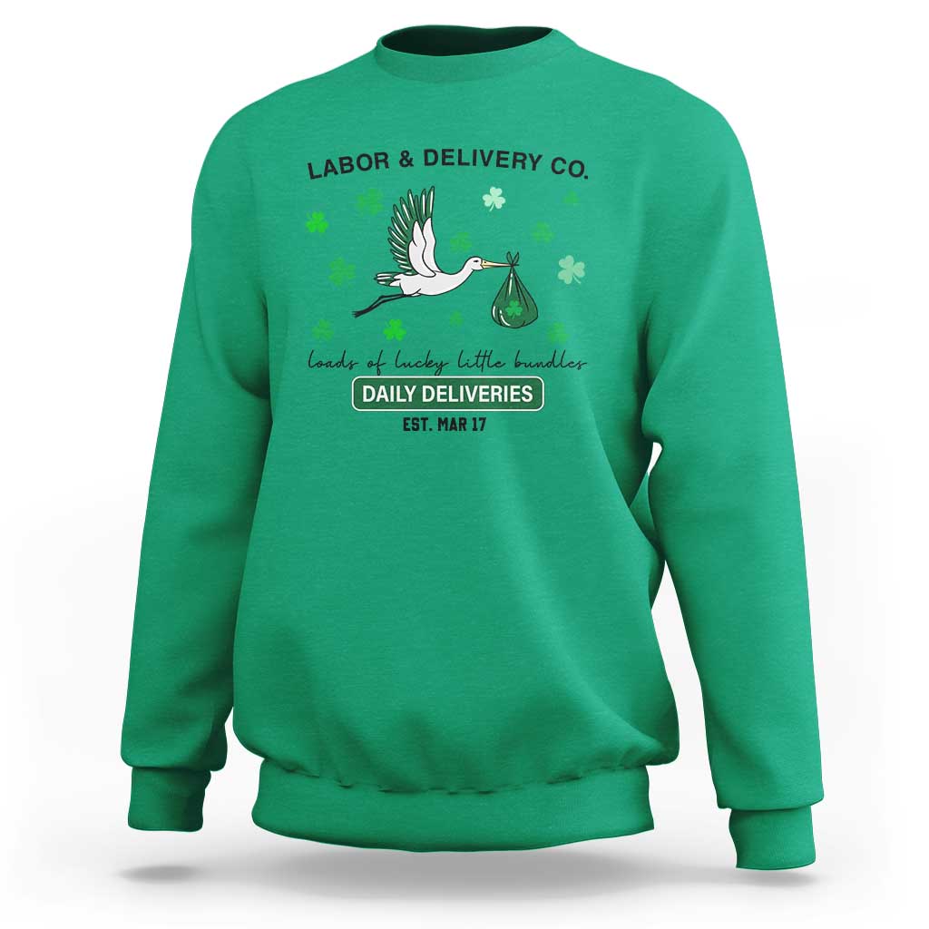 St Patrick's Day Lucky L&D Nurse Sweatshirt Labor And Delivery Shamrock