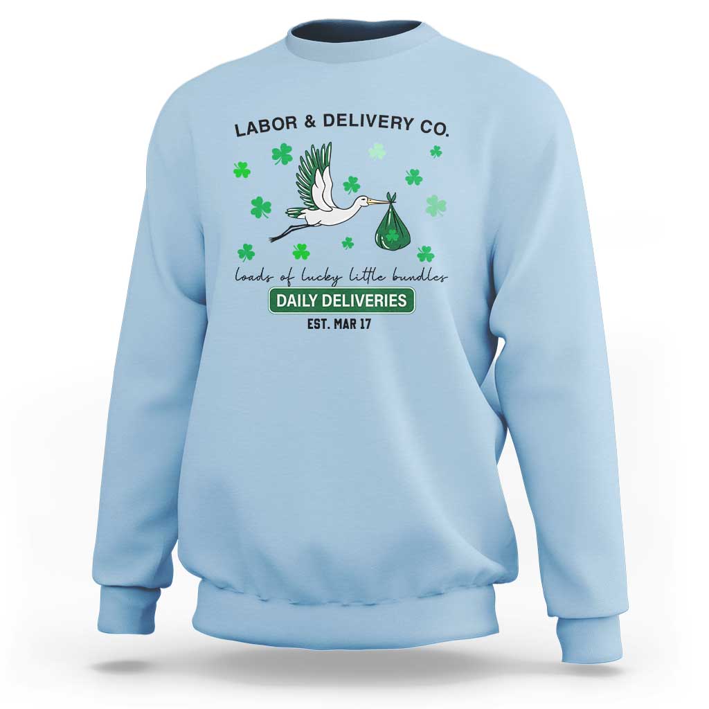 St Patrick's Day Lucky L&D Nurse Sweatshirt Labor And Delivery Shamrock