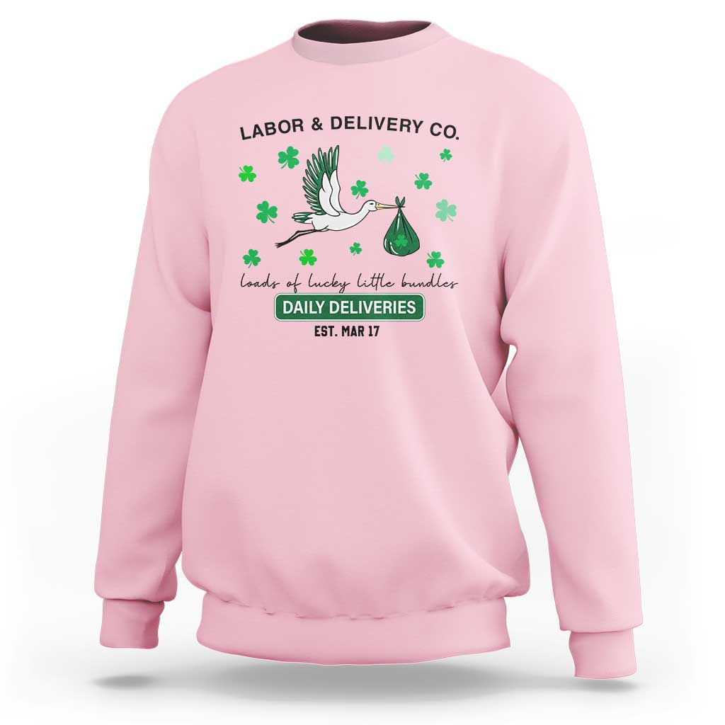 St Patrick's Day Lucky L&D Nurse Sweatshirt Labor And Delivery Shamrock