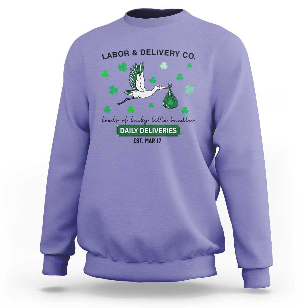 St Patrick's Day Lucky L&D Nurse Sweatshirt Labor And Delivery Shamrock