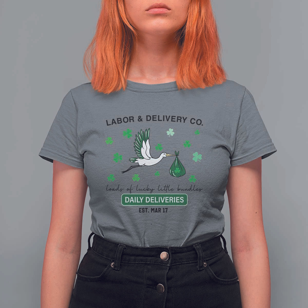 St Patrick's Day Lucky L&D Nurse T Shirt For Women Labor And Delivery Shamrock