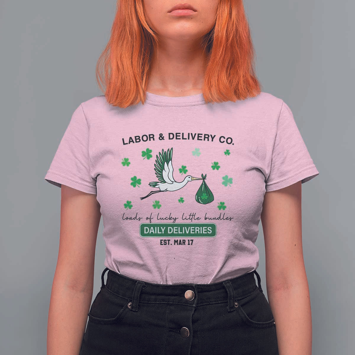 St Patrick's Day Lucky L&D Nurse T Shirt For Women Labor And Delivery Shamrock