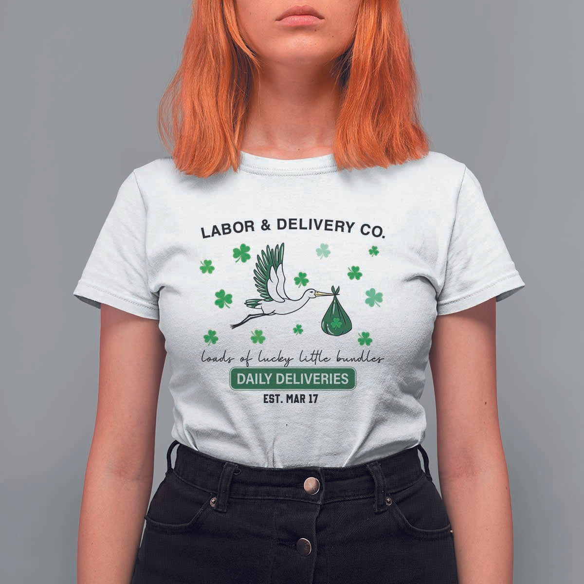 St Patrick's Day Lucky L&D Nurse T Shirt For Women Labor And Delivery Shamrock