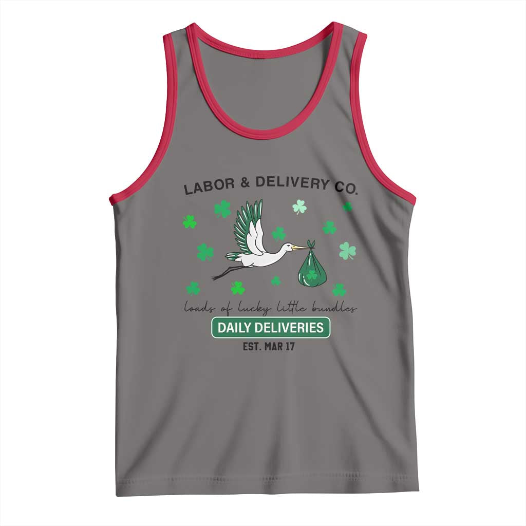 St Patrick's Day Lucky L&D Nurse Tank Top Labor And Delivery Shamrock
