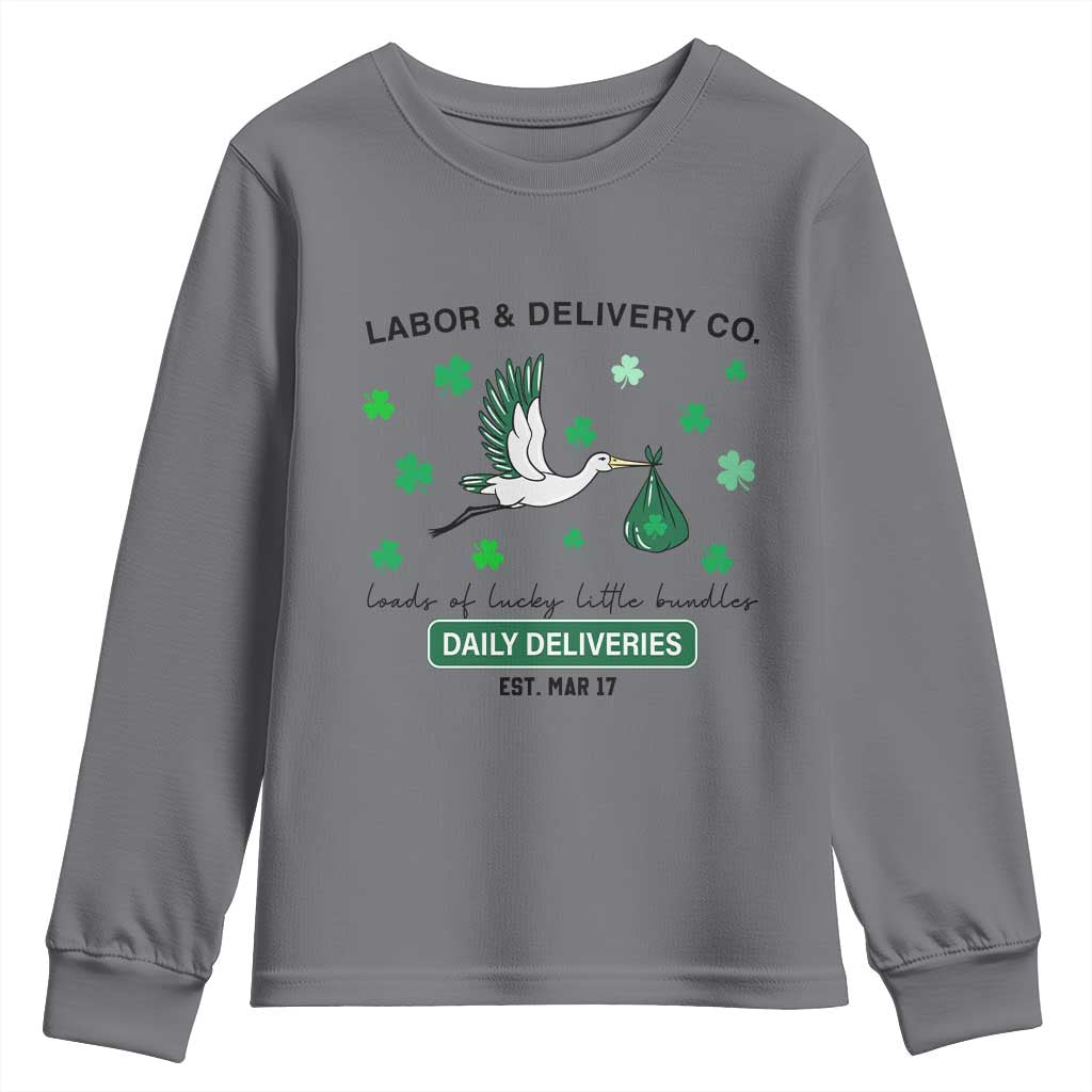 St Patrick's Day Lucky L&D Nurse Youth Sweatshirt Labor And Delivery Shamrock