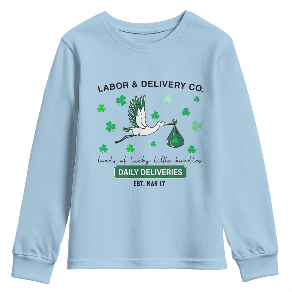 St Patrick's Day Lucky L&D Nurse Youth Sweatshirt Labor And Delivery Shamrock