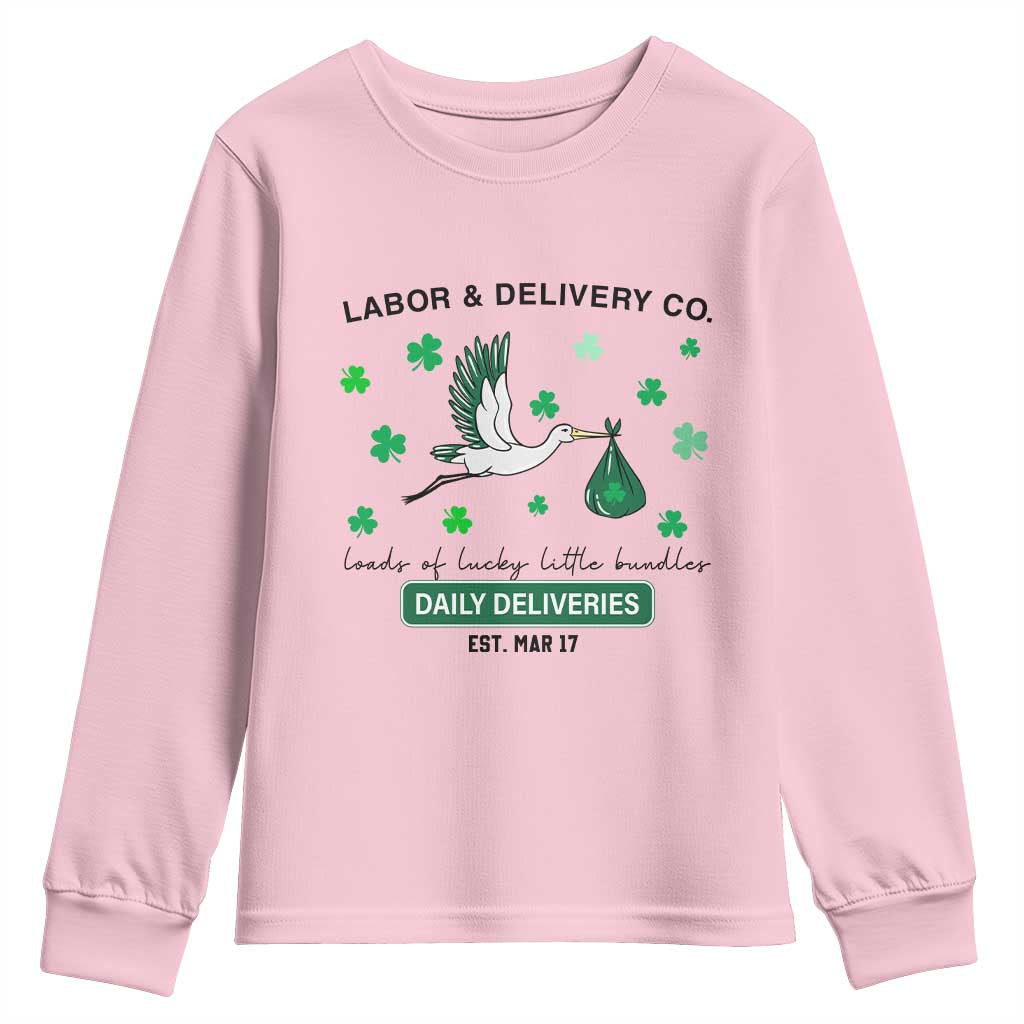 St Patrick's Day Lucky L&D Nurse Youth Sweatshirt Labor And Delivery Shamrock