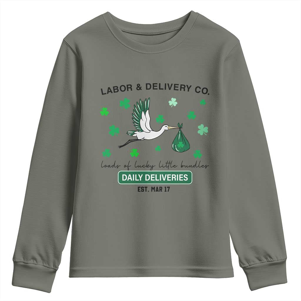 St Patrick's Day Lucky L&D Nurse Youth Sweatshirt Labor And Delivery Shamrock