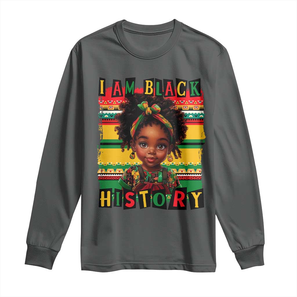 I Am Black History Long Sleeve Shirt Month Black Melanin Kids Girls