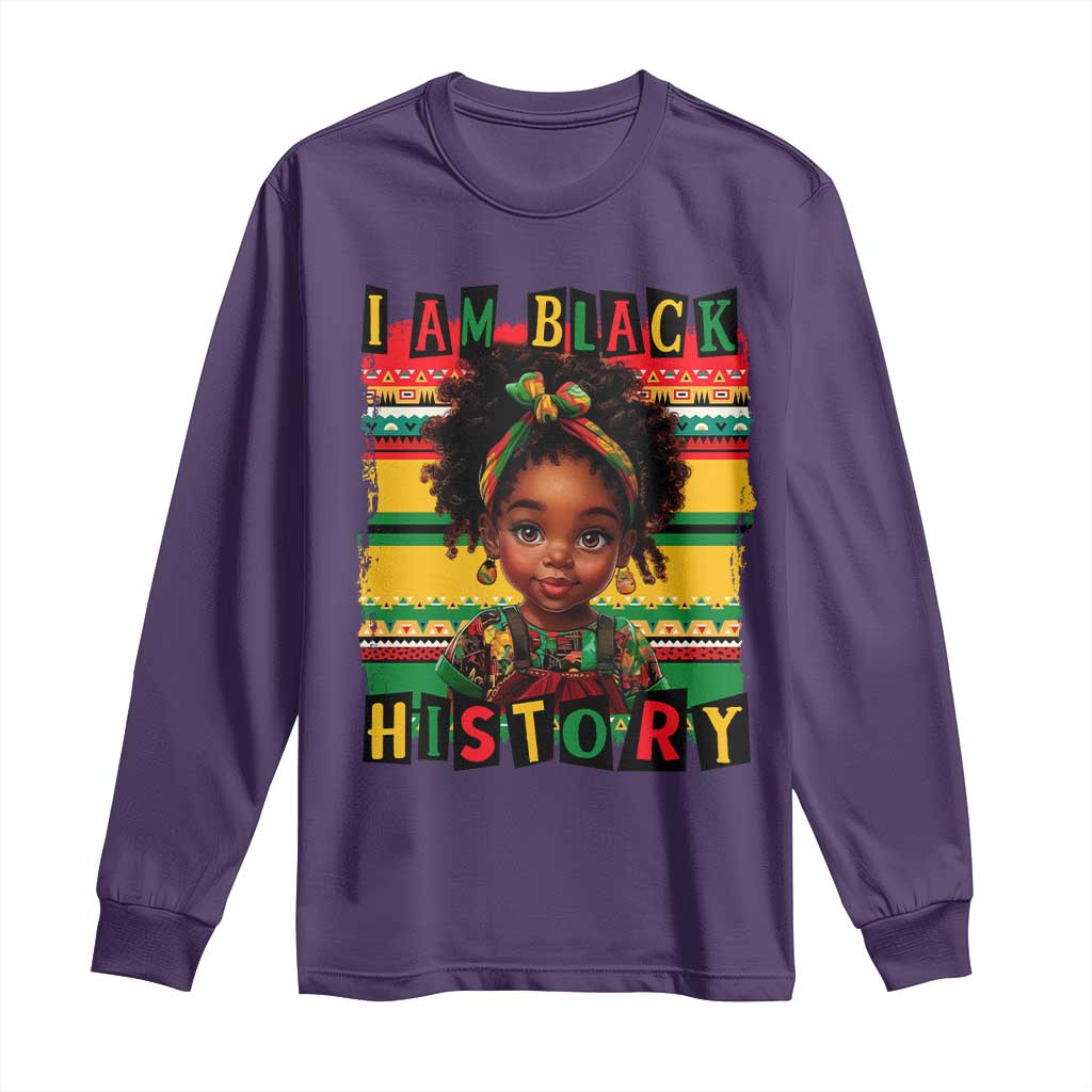 I Am Black History Long Sleeve Shirt Month Black Melanin Kids Girls