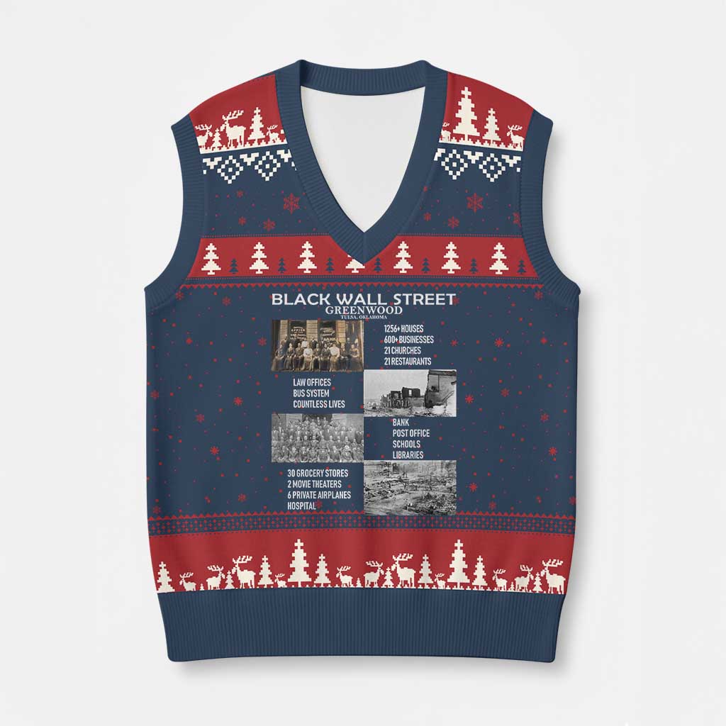 Black Wall Street V-Neck Knit Sweater Vest Loads Of Luck Lucky Tractor Truck - Wonder Print Shop