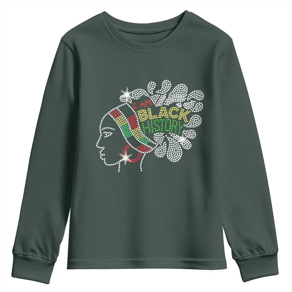I Am Black History Youth Sweatshirt Black Girl Sparkling Bling