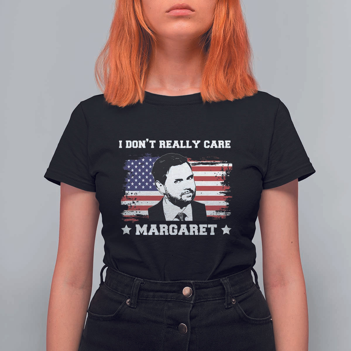 Funny JD Vance T Shirt For Women I Don't Really Care Margaret American Flag