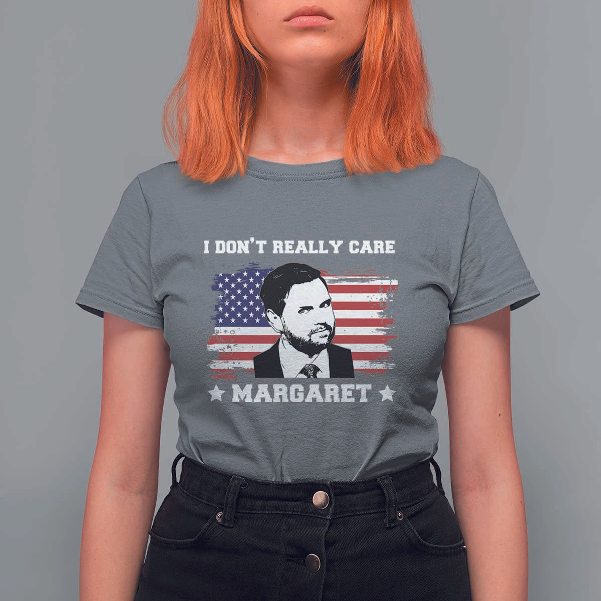 Funny JD Vance T Shirt For Women I Don't Really Care Margaret American Flag