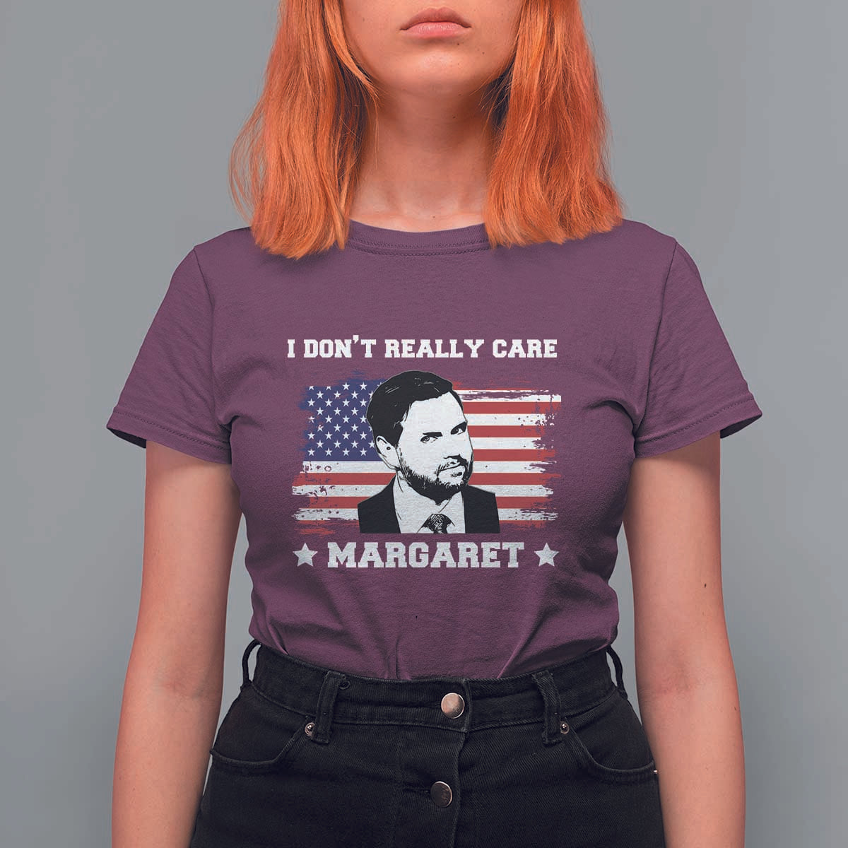 Funny JD Vance T Shirt For Women I Don't Really Care Margaret American Flag