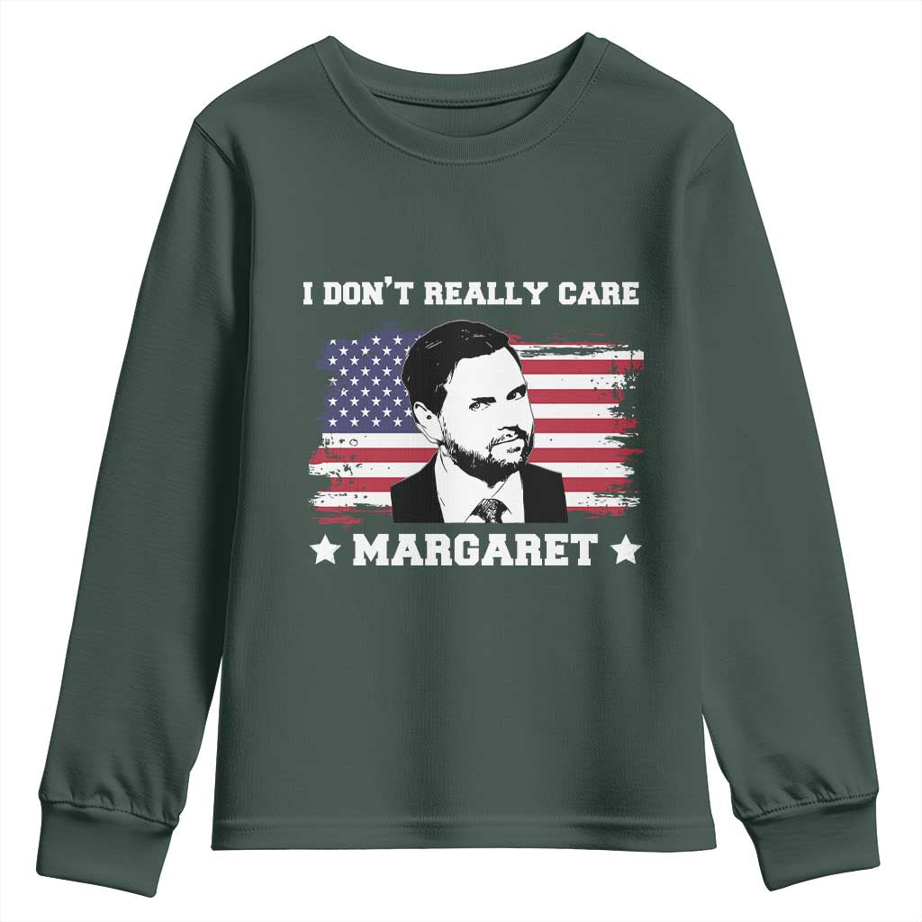 Funny JD Vance Youth Sweatshirt I Don't Really Care Margaret American Flag