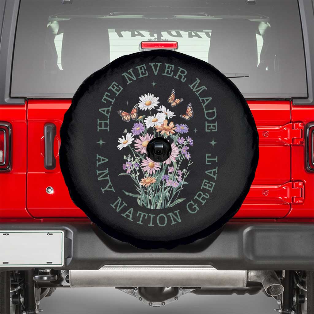 Hate Never Made Any Nation Great Spare Tire Cover Botanical Floral Butterflies Retro