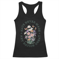 Hate Never Made Any Nation Great Racerback Tank Top Botanical Floral Butterflies Retro