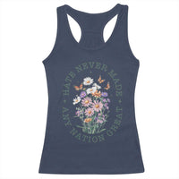 Hate Never Made Any Nation Great Racerback Tank Top Botanical Floral Butterflies Retro