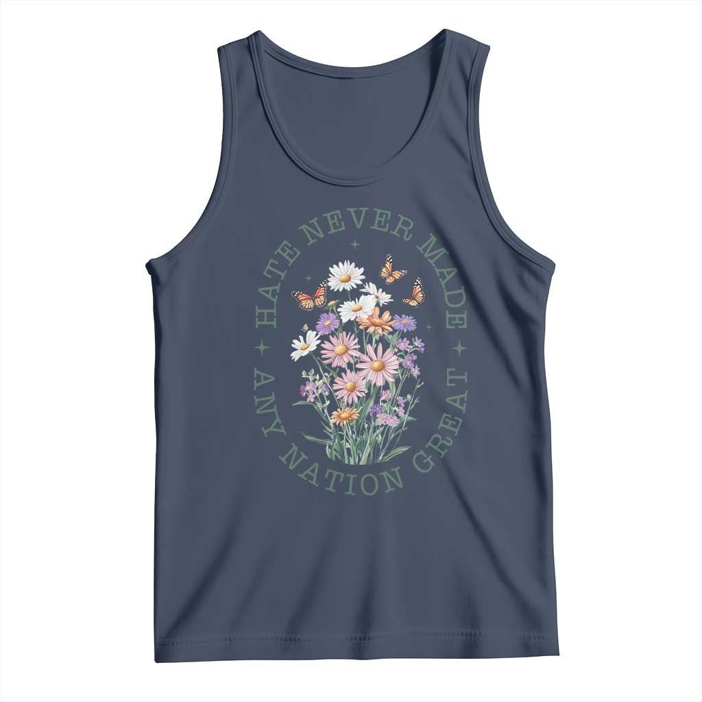 Hate Never Made Any Nation Great Tank Top Botanical Floral Butterflies Retro
