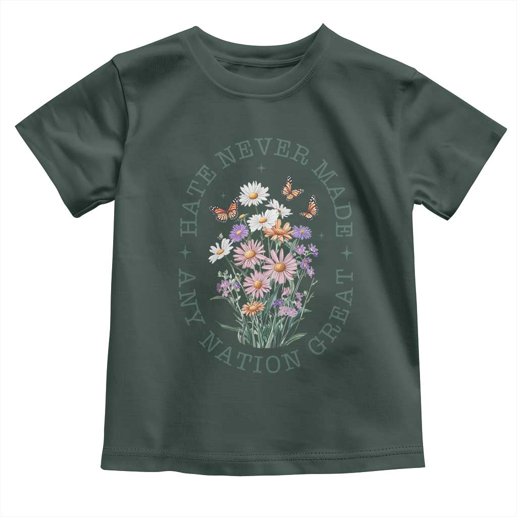 Hate Never Made Any Nation Great Toddler T Shirt Botanical Floral Butterflies Retro