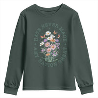 Hate Never Made Any Nation Great Youth Sweatshirt Botanical Floral Butterflies Retro