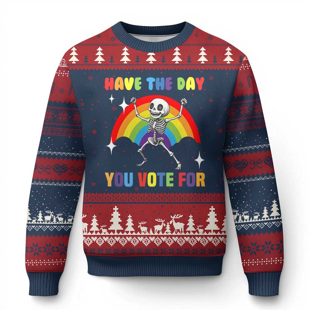 Sarcastic Skeleton Ugly Christmas Sweater Have The Day You Voted For - Wonder Print Shop