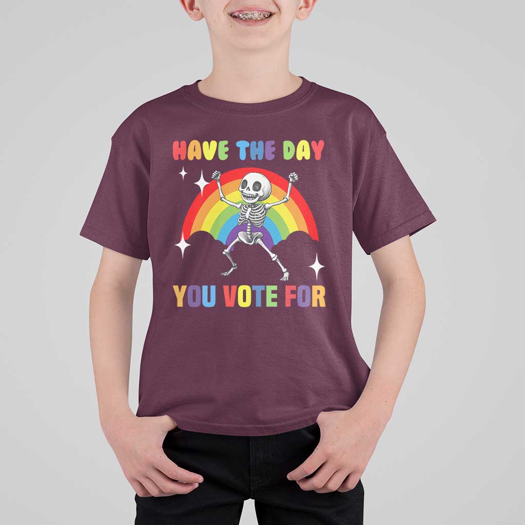 Sarcastic Skeleton T Shirt For Kid Have The Day You Voted For