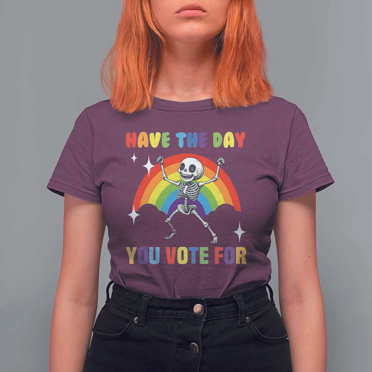 Sarcastic Skeleton T Shirt For Women Have The Day You Voted For