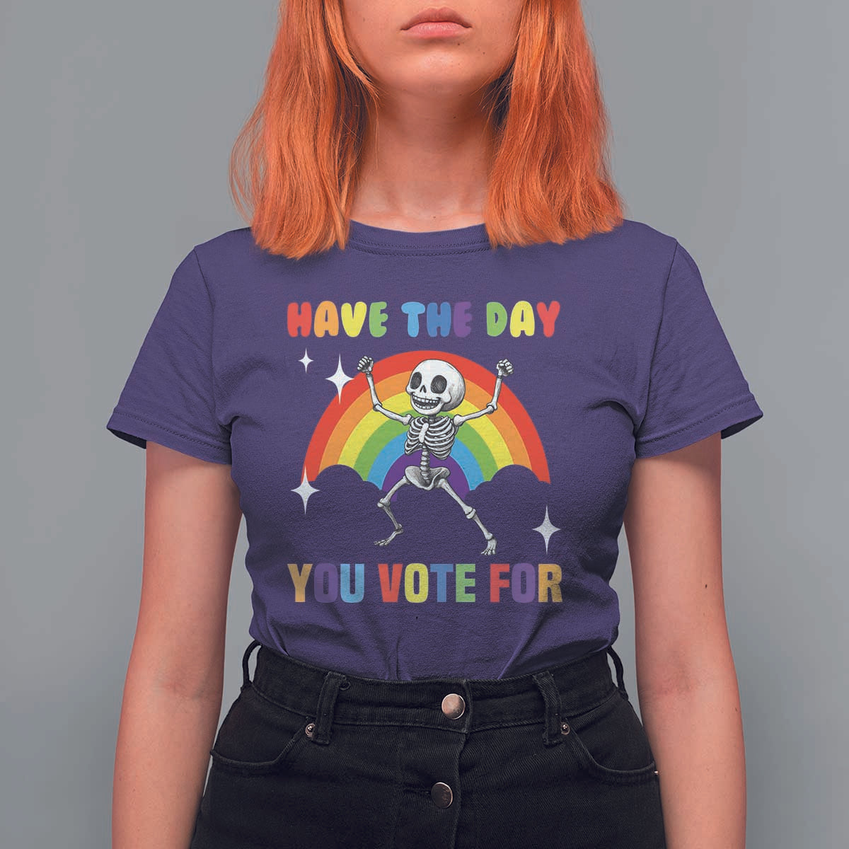 Sarcastic Skeleton T Shirt For Women Have The Day You Voted For