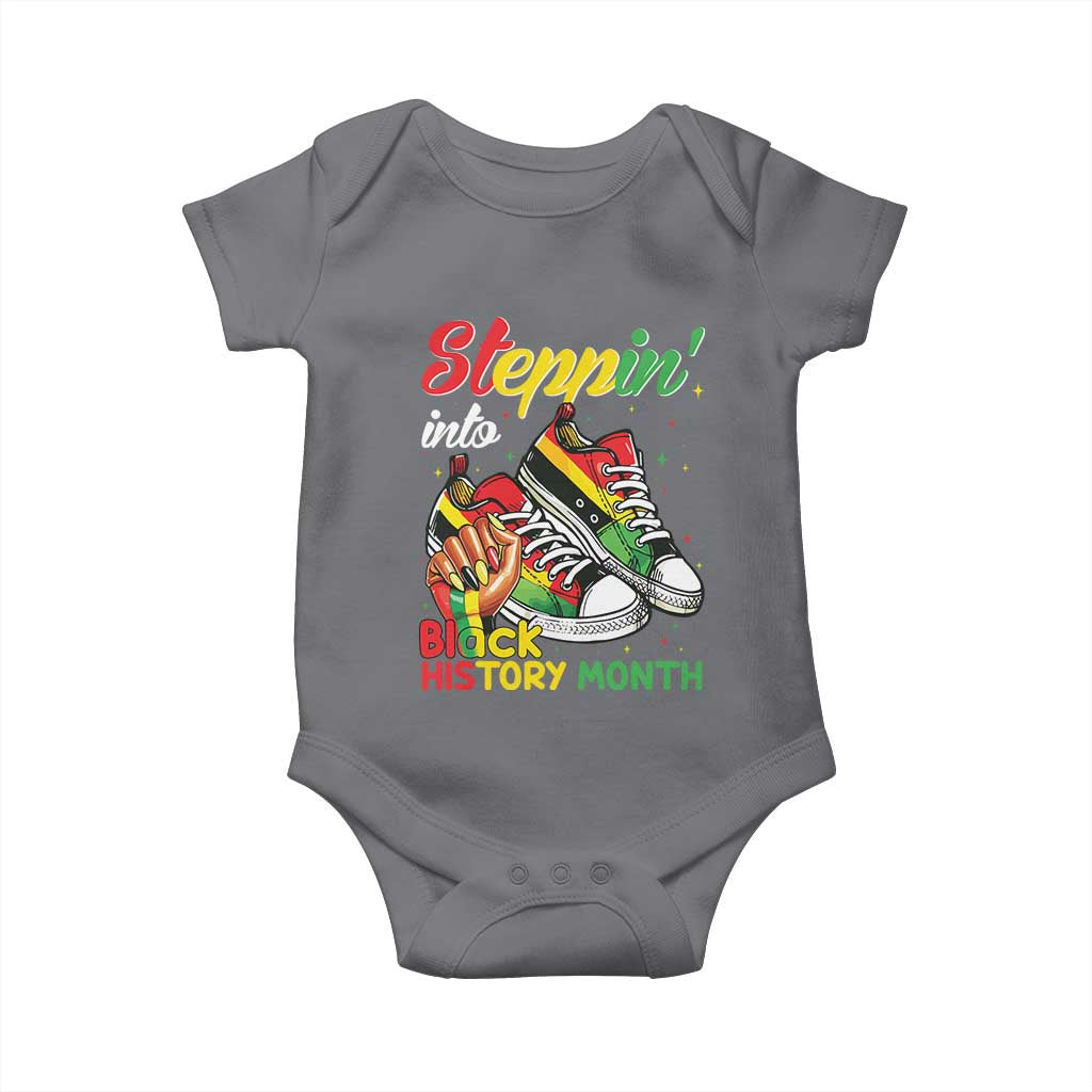Stepping Into Black History Month Baby Onesie Black Girls Sneakers