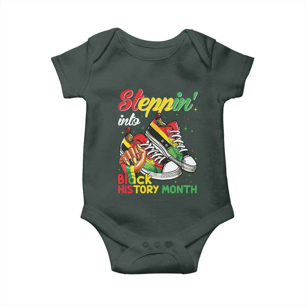 Stepping Into Black History Month Baby Onesie Black Girls Sneakers