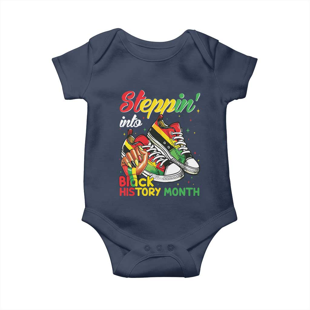 Stepping Into Black History Month Baby Onesie Black Girls Sneakers