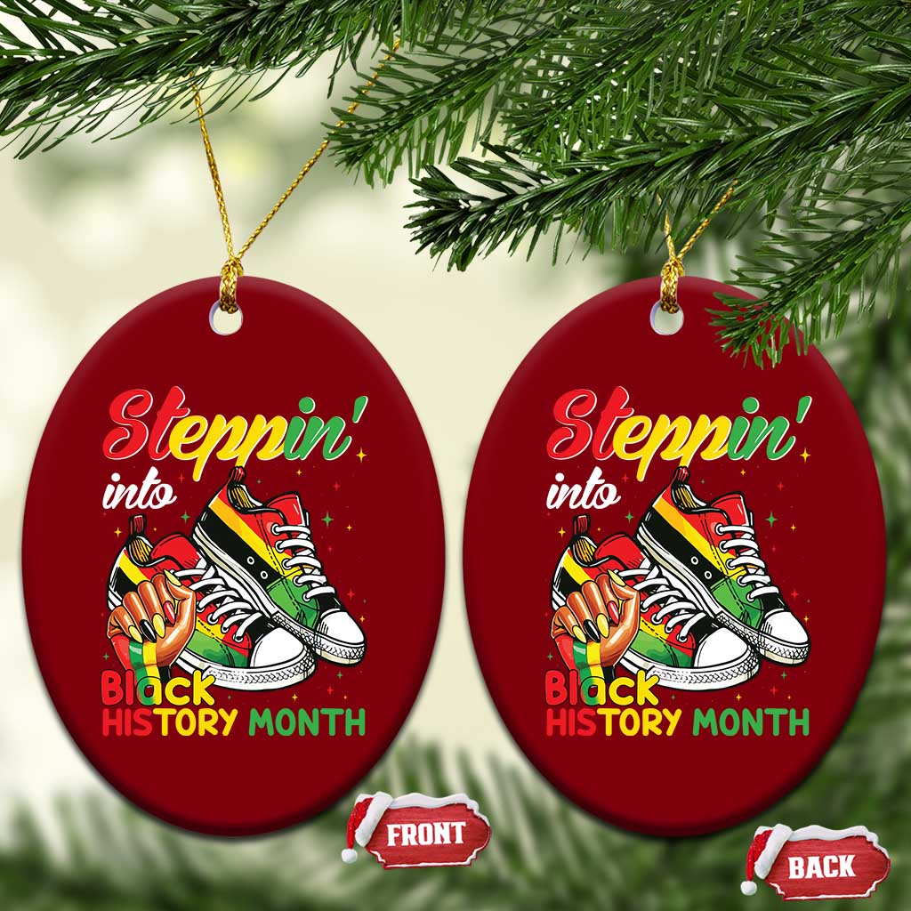 Stepping Into Black History Month Ceramic Ornament Black Girls Sneakers - Wonder Print Shop