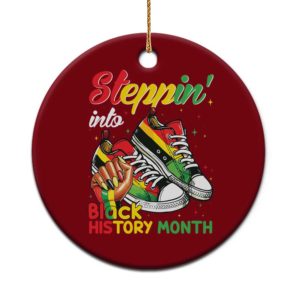 Stepping Into Black History Month Ceramic Ornament Black Girls Sneakers - Wonder Print Shop