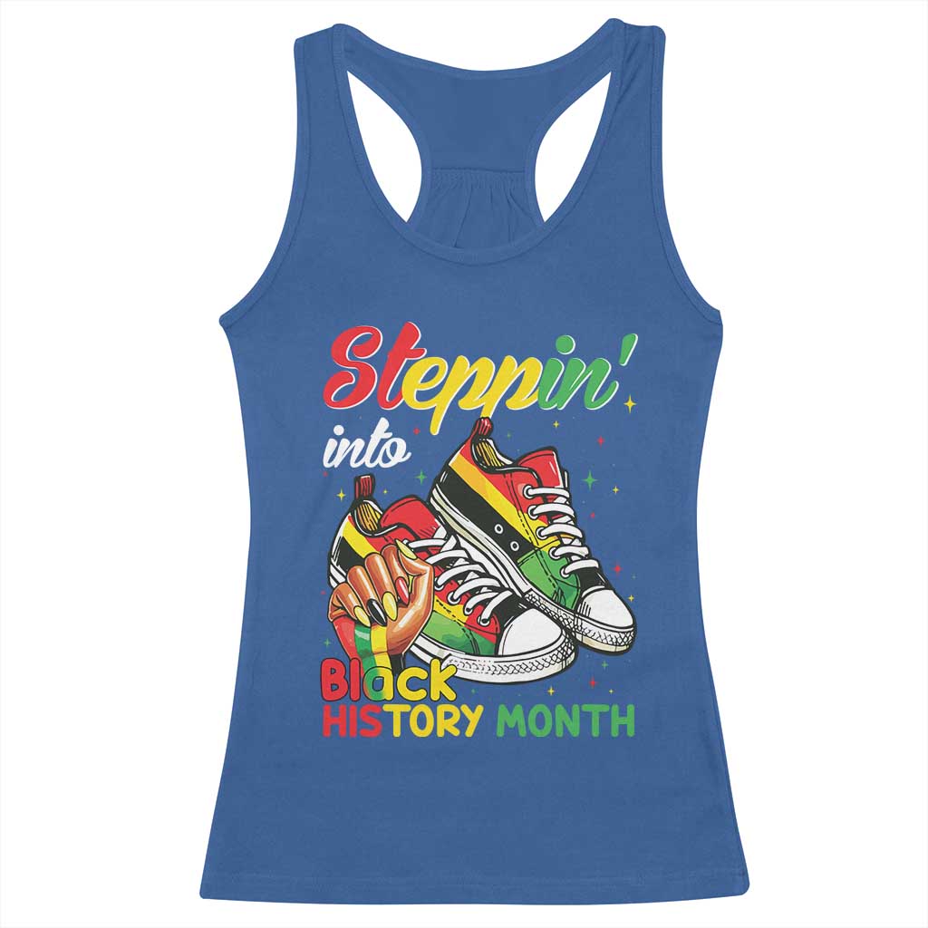 Stepping Into Black History Month Racerback Tank Top Black Girls Sneakers