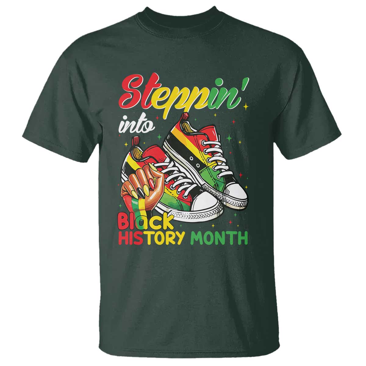 Stepping Into Black History Month T Shirt Black Girls Sneakers