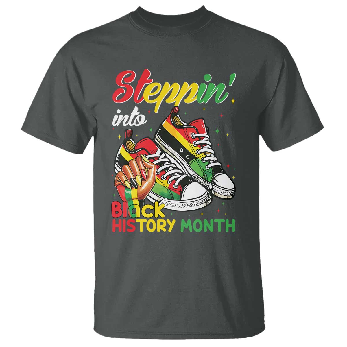 Stepping Into Black History Month T Shirt Black Girls Sneakers