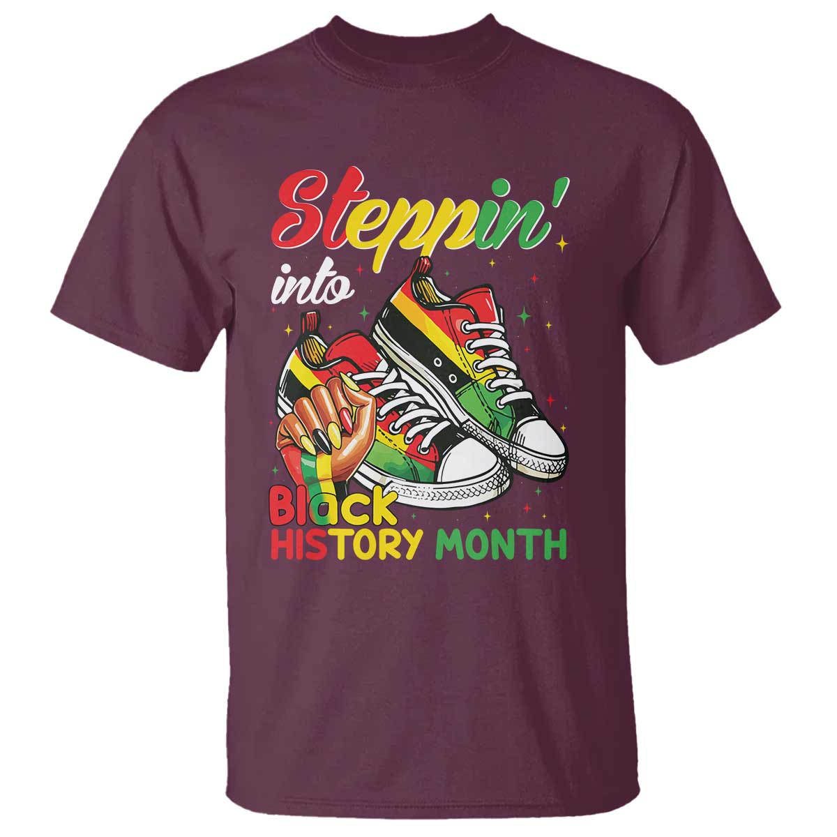 Stepping Into Black History Month T Shirt Black Girls Sneakers
